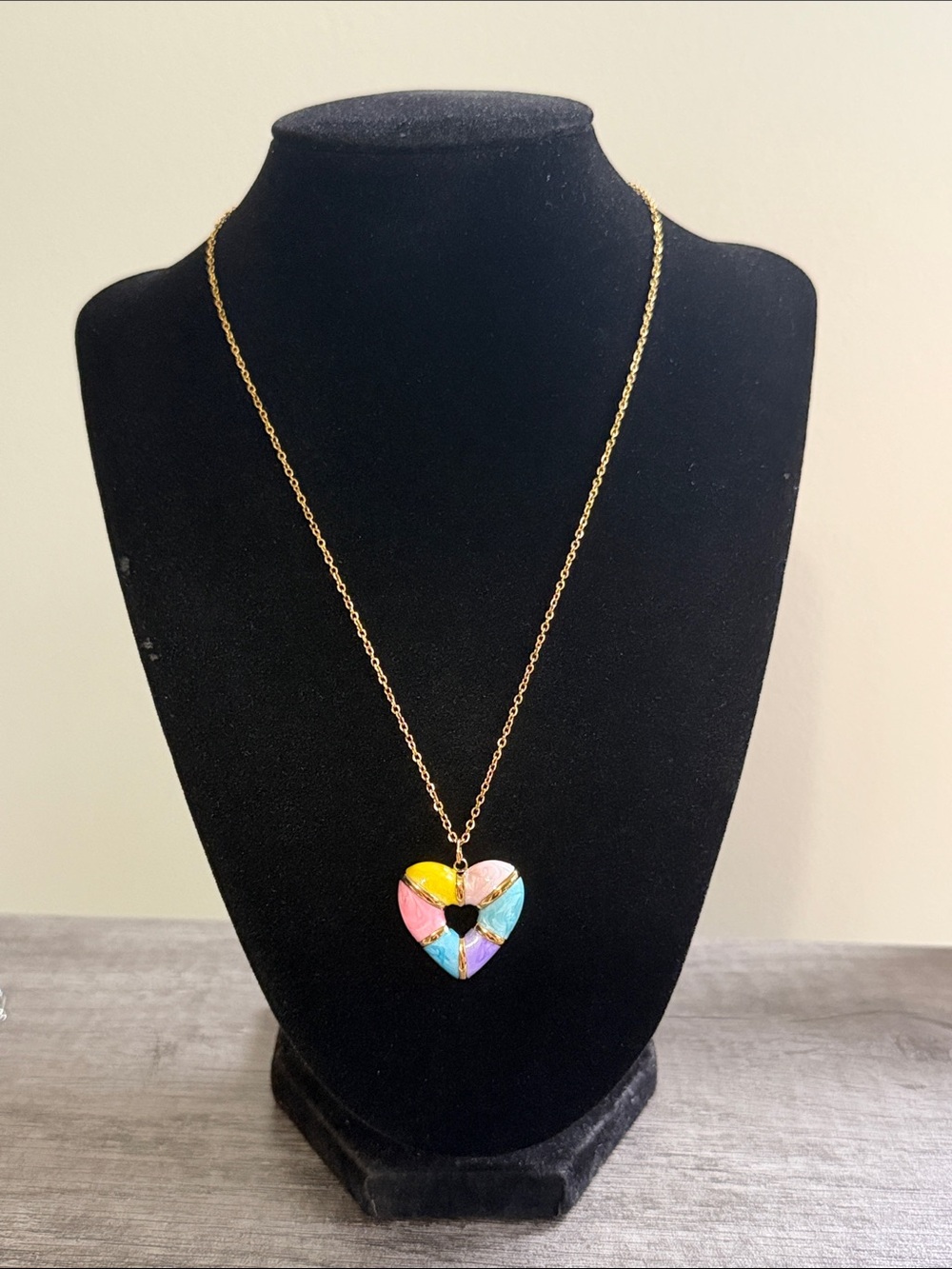 Multi Color Heart Pendant Necklace